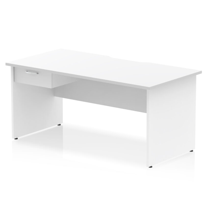 Pace Scalloped Edge Panel End Straight Desk Frame With Single One Drawer Fixed Pedestal - Image 20