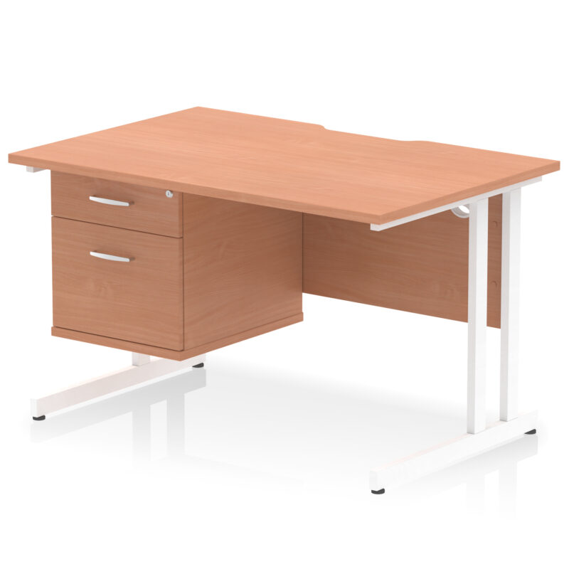 Pace Scalloped Edge 1200mm Cantilever Straight Desk With Single Fixed Pedestal - Image 5
