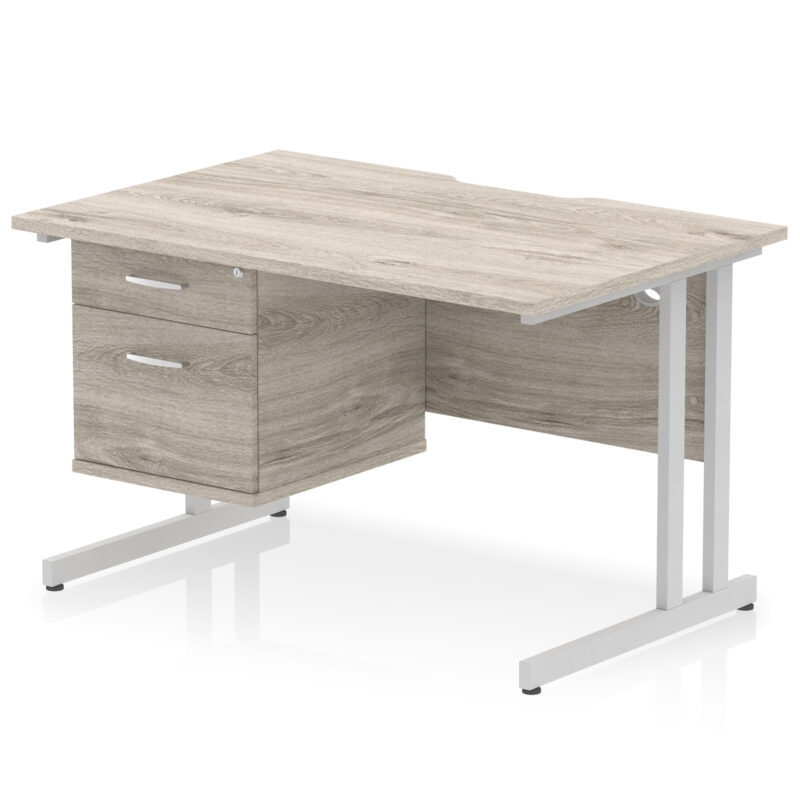 Pace Scalloped Edge 1200mm Cantilever Straight Desk With Single Fixed Pedestal - Image 7