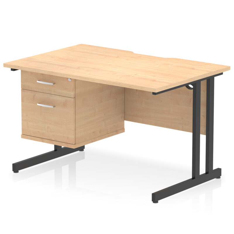 Pace Scalloped Edge 1200mm Cantilever Straight Desk With Single Fixed Pedestal - Image 9