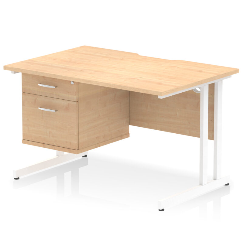 Pace Scalloped Edge 1200mm Cantilever Straight Desk With Single Fixed Pedestal - Image 11