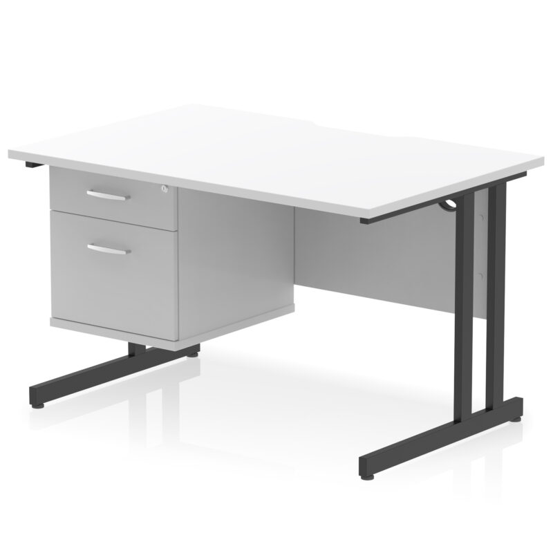 Pace Scalloped Edge 1200mm Cantilever Straight Desk With Single Fixed Pedestal - Image 18