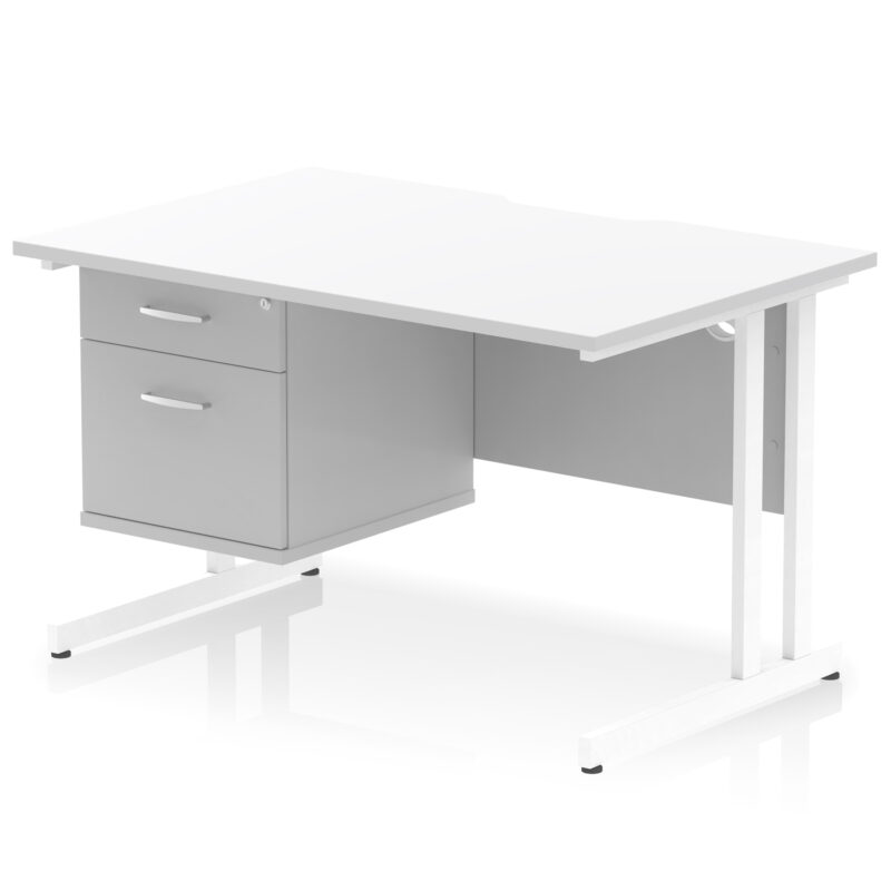 Pace Scalloped Edge 1200mm Cantilever Straight Desk With Single Fixed Pedestal - Image 20