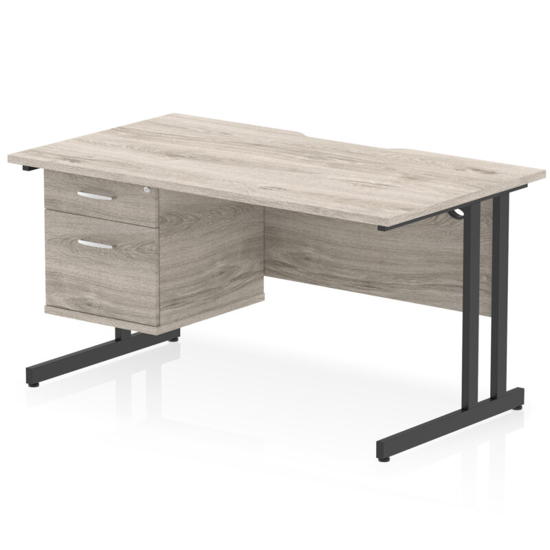 Pace Scalloped Edge 1400mm Cantilever Straight Desk With Single Fixed Pedestal - Image 6