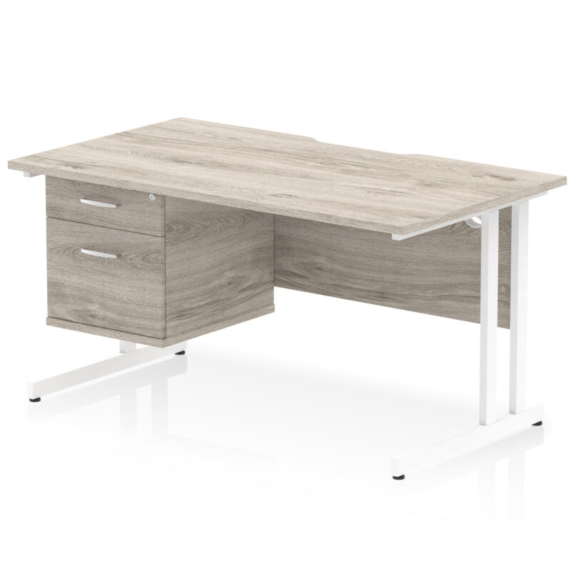 Pace Scalloped Edge 1400mm Cantilever Straight Desk With Single Fixed Pedestal - Image 8