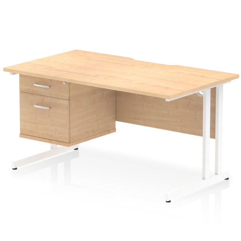 Pace Scalloped Edge 1400mm Cantilever Straight Desk With Single Fixed Pedestal - Image 11