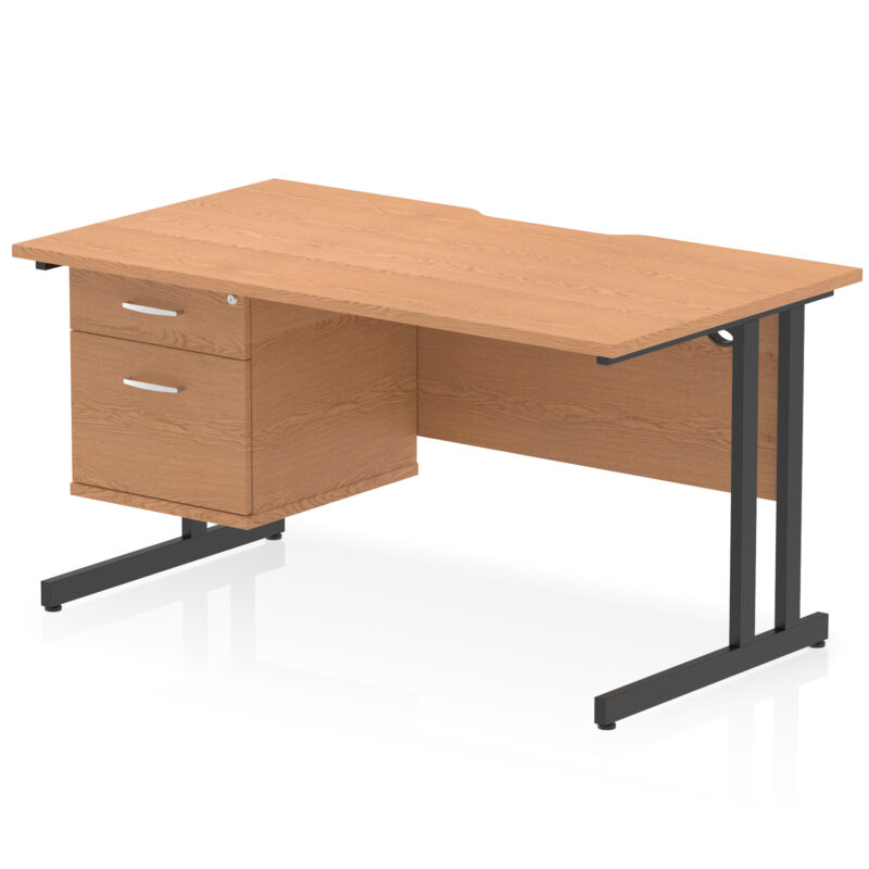 Pace Scalloped Edge 1400mm Cantilever Straight Desk With Single Fixed Pedestal - Image 12