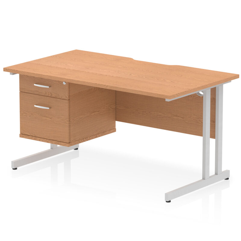 Pace Scalloped Edge 1400mm Cantilever Straight Desk With Single Fixed Pedestal - Image 13