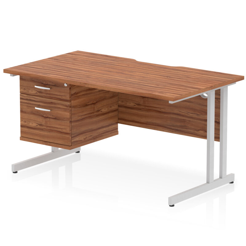 Pace Scalloped Edge 1400mm Cantilever Straight Desk With Single Fixed Pedestal - Image 16