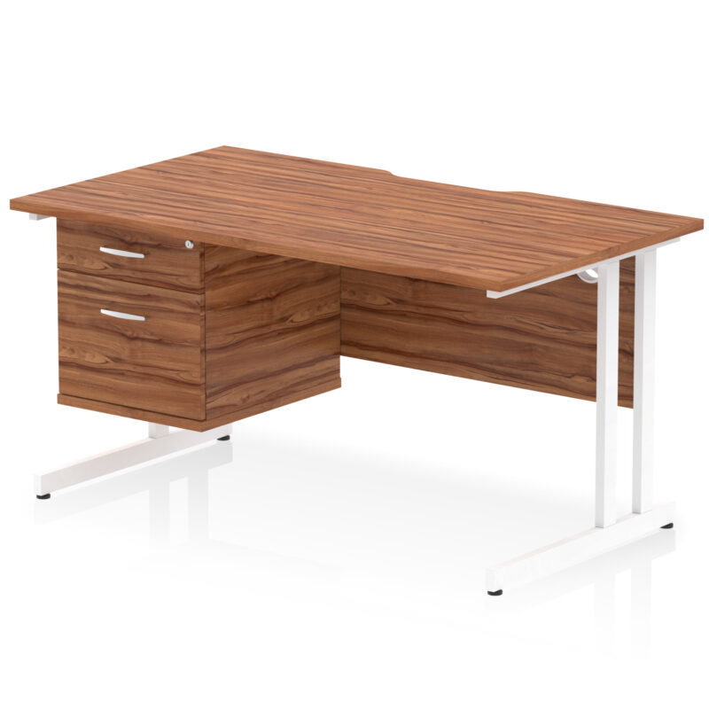 Pace Scalloped Edge 1400mm Cantilever Straight Desk With Single Fixed Pedestal - Image 17