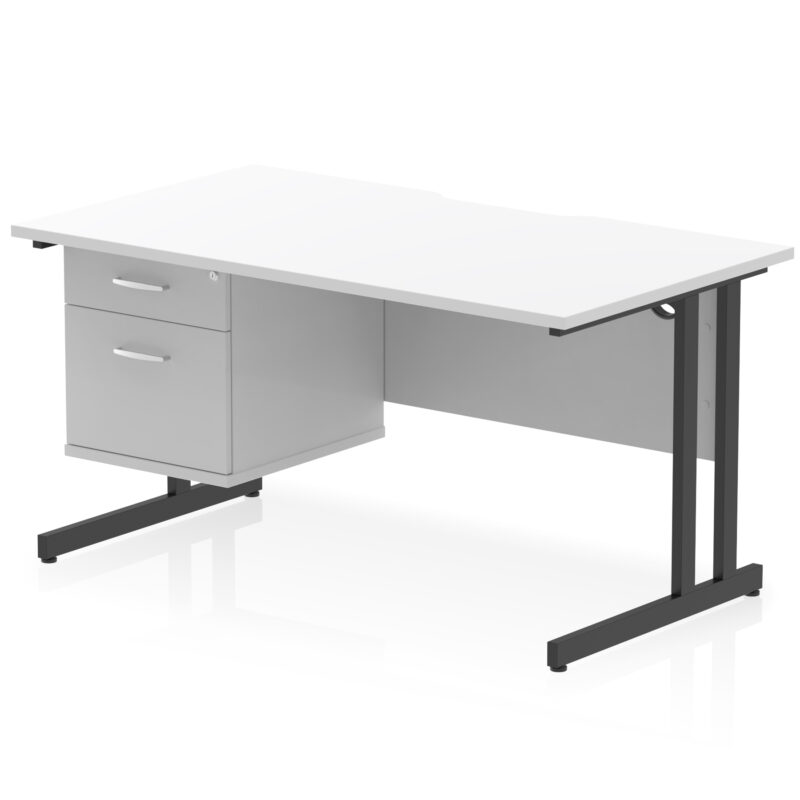 Pace Scalloped Edge 1400mm Cantilever Straight Desk With Single Fixed Pedestal - Image 18
