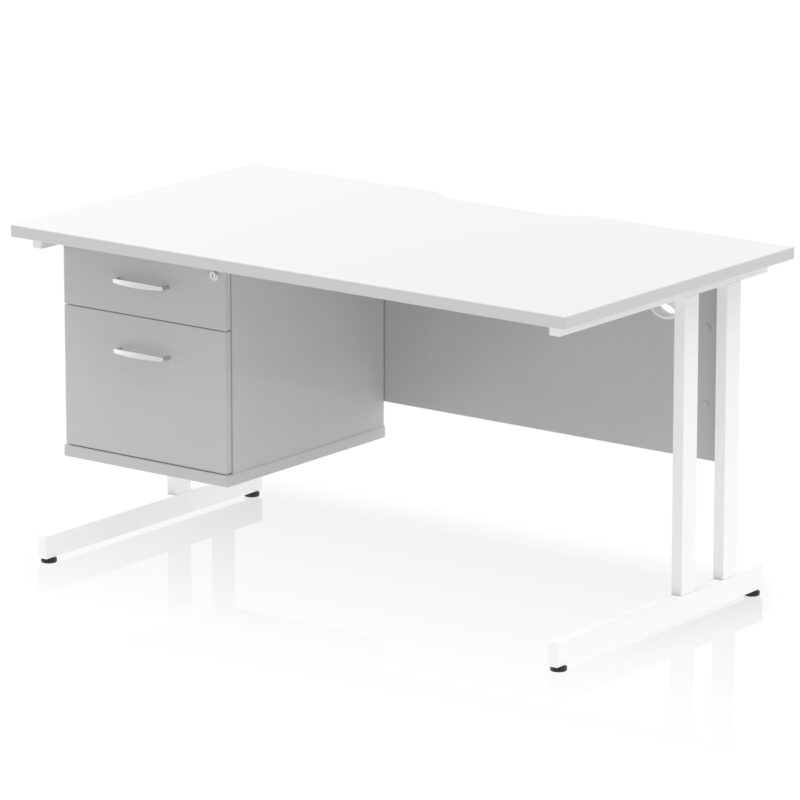 Pace Scalloped Edge 1400mm Cantilever Straight Desk With Single Fixed Pedestal - Image 20