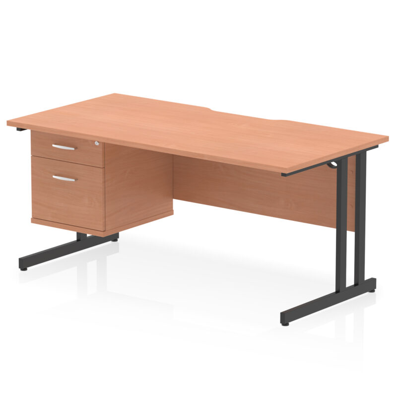 Pace Scalloped Edge 1600mm Cantilever Straight Desk With Single Fixed Pedestal - Image 3