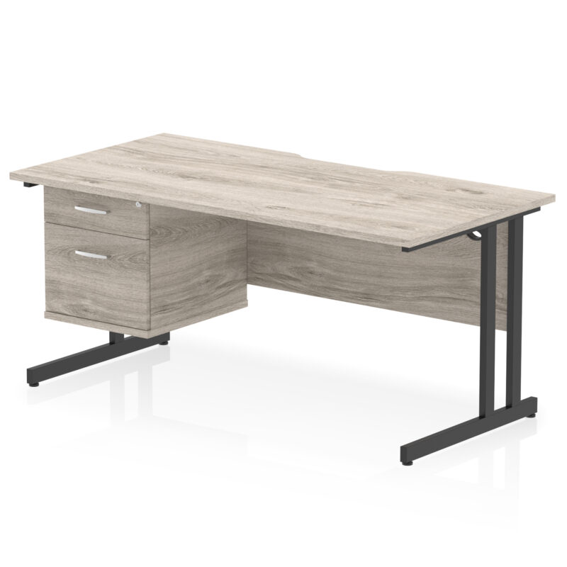 Pace Scalloped Edge 1600mm Cantilever Straight Desk With Single Fixed Pedestal - Image 6