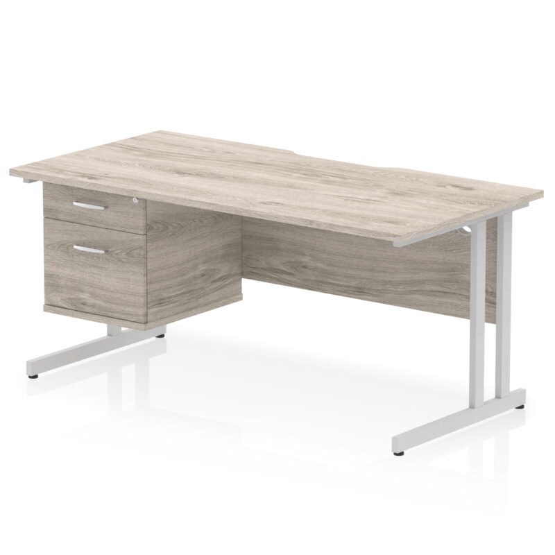 Pace Scalloped Edge 1600mm Cantilever Straight Desk With Single Fixed Pedestal - Image 7