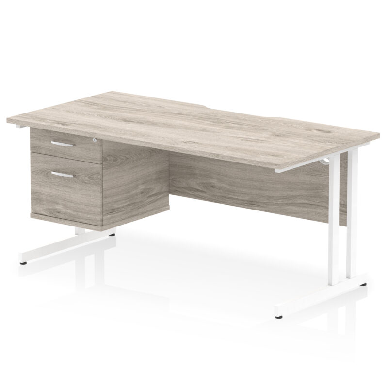 Pace Scalloped Edge 1600mm Cantilever Straight Desk With Single Fixed Pedestal - Image 8