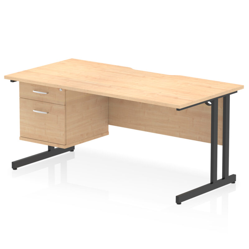 Pace Scalloped Edge 1600mm Cantilever Straight Desk With Single Fixed Pedestal - Image 9