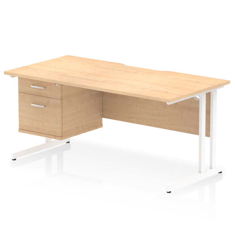 Pace Scalloped Edge 1600mm Cantilever Straight Desk With Single Fixed Pedestal - Image 11