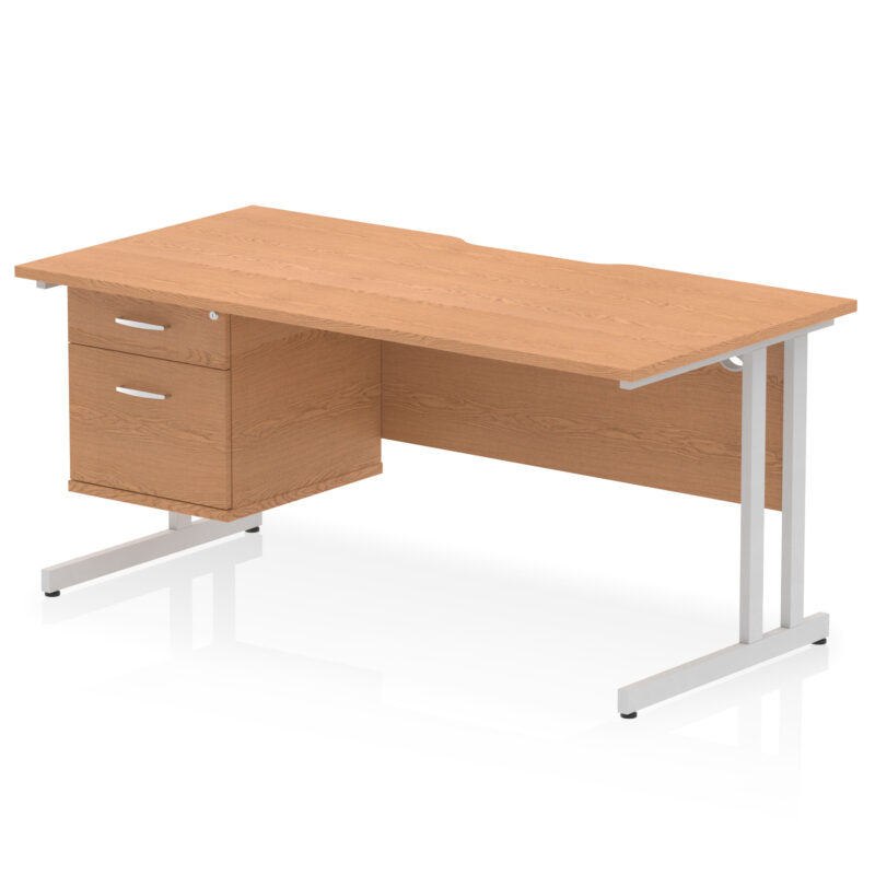 Pace Scalloped Edge 1600mm Cantilever Straight Desk With Single Fixed Pedestal - Image 13