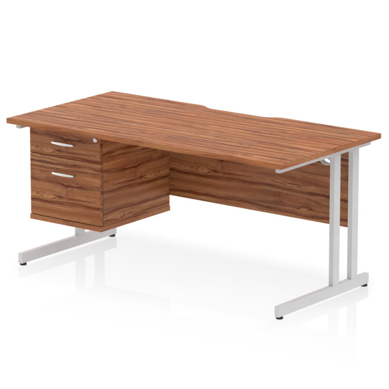Pace Scalloped Edge 1600mm Cantilever Straight Desk With Single Fixed Pedestal - Image 16