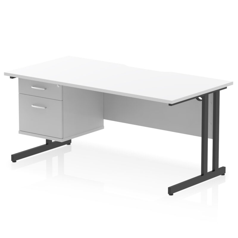 Pace Scalloped Edge 1600mm Cantilever Straight Desk With Single Fixed Pedestal - Image 18