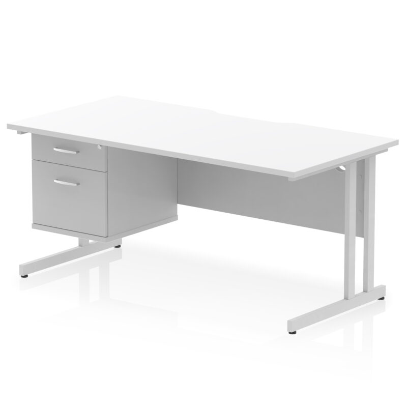 Pace Scalloped Edge 1600mm Cantilever Straight Desk With Single Fixed Pedestal - Image 19