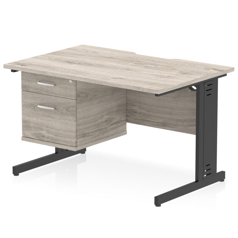 Pace Scalloped Edge 1200mm Cable Managed Straight Desk With Single Fixed Pedestal - Image 6