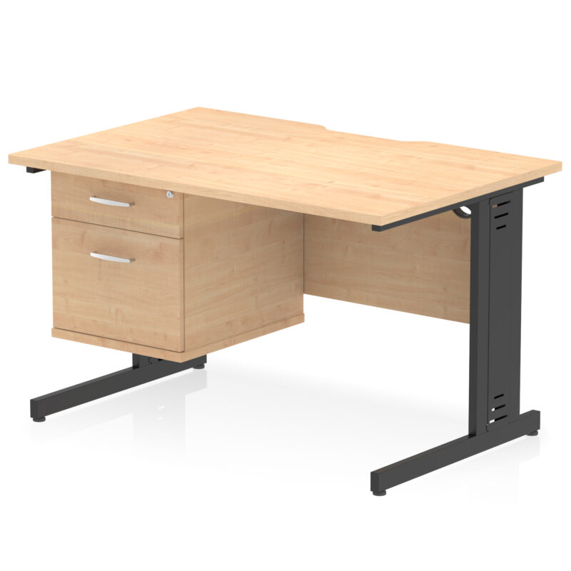 Pace Scalloped Edge 1200mm Cable Managed Straight Desk With Single Fixed Pedestal - Image 9