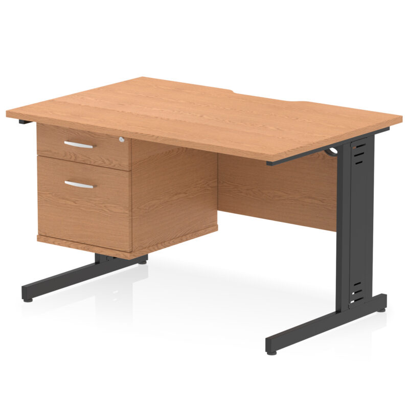 Pace Scalloped Edge 1200mm Cable Managed Straight Desk With Single Fixed Pedestal - Image 12