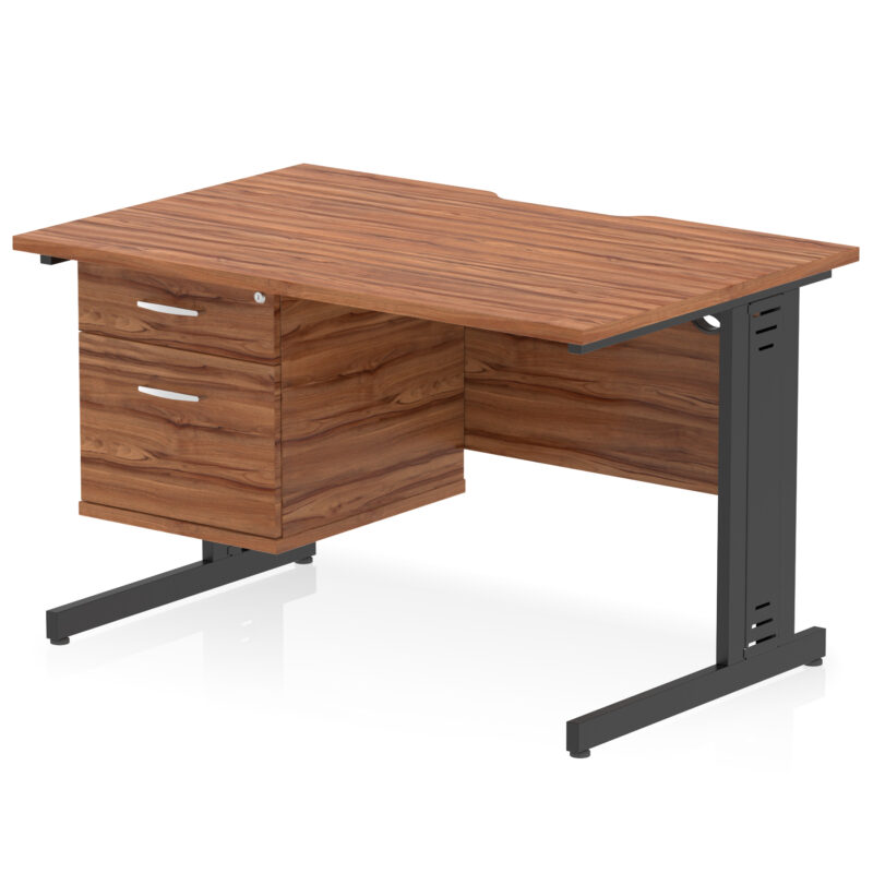 Pace Scalloped Edge 1200mm Cable Managed Straight Desk With Single Fixed Pedestal - Image 15
