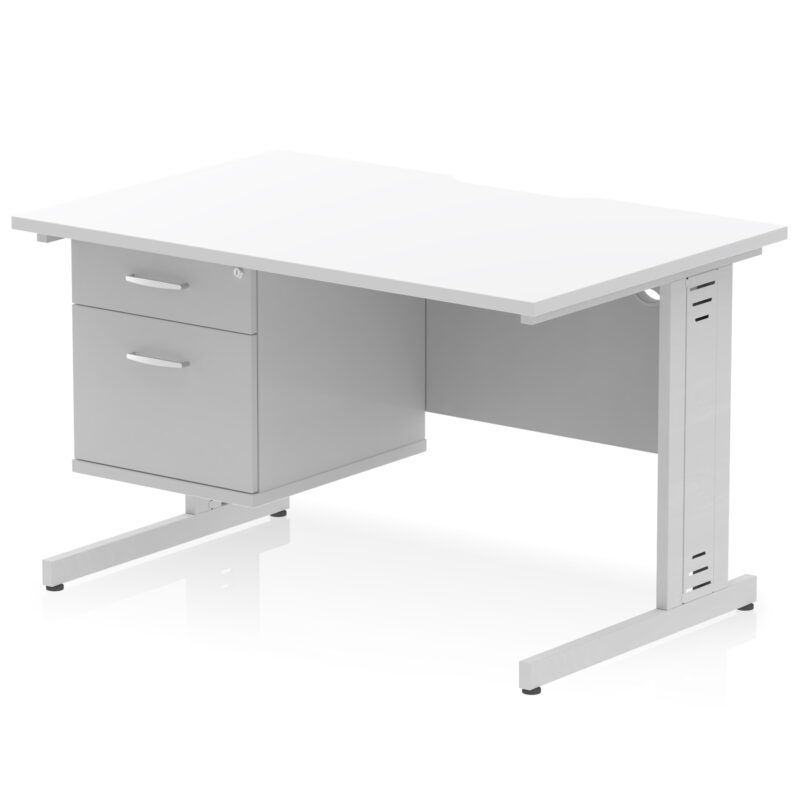 Pace Scalloped Edge 1200mm Cable Managed Straight Desk With Single Fixed Pedestal - Image 19