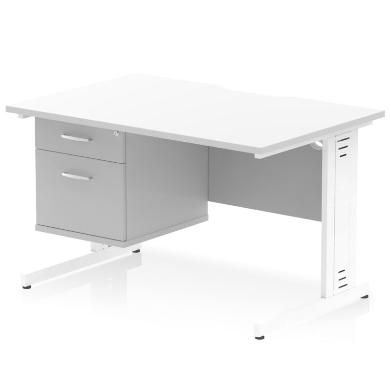 Pace Scalloped Edge 1200mm Cable Managed Straight Desk With Single Fixed Pedestal - Image 20