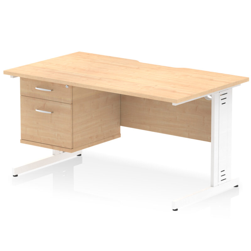 Pace Scalloped Edge 1400mm Cable Managed Straight Desk With Single Fixed Pedestal - Image 11