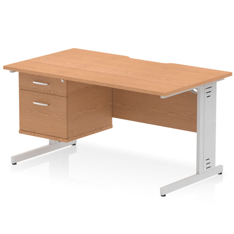 Pace Scalloped Edge 1400mm Cable Managed Straight Desk With Single Fixed Pedestal - Image 13