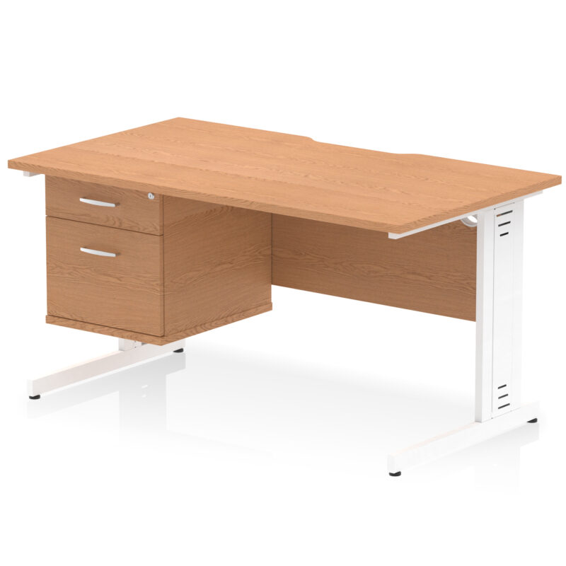 Pace Scalloped Edge 1400mm Cable Managed Straight Desk With Single Fixed Pedestal - Image 14