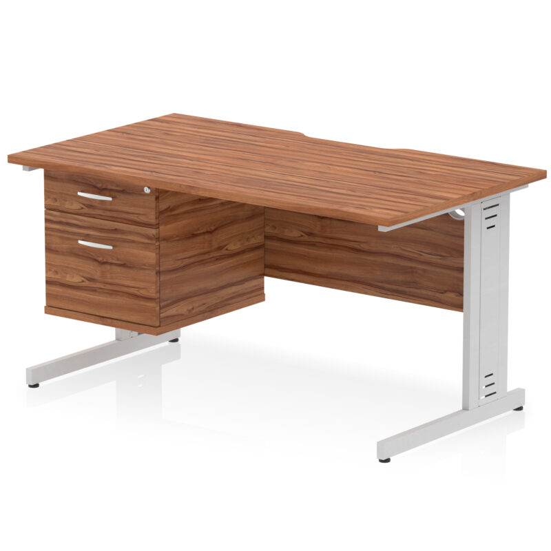 Pace Scalloped Edge 1400mm Cable Managed Straight Desk With Single Fixed Pedestal - Image 16