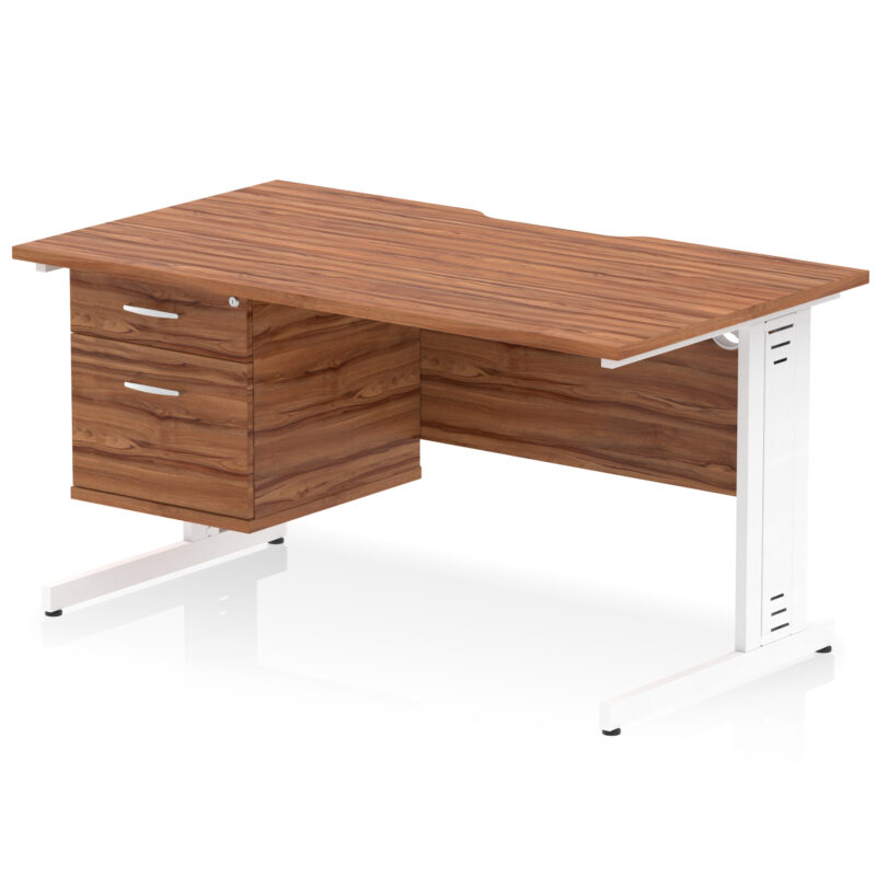 Pace Scalloped Edge 1400mm Cable Managed Straight Desk With Single Fixed Pedestal - Image 17