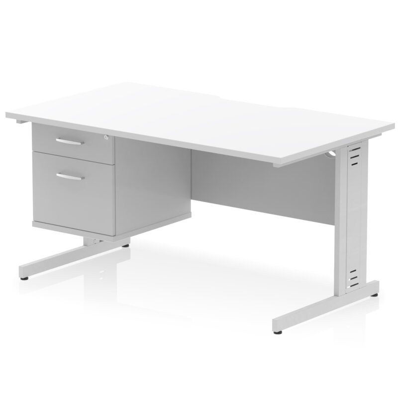Pace Scalloped Edge 1400mm Cable Managed Straight Desk With Single Fixed Pedestal - Image 19