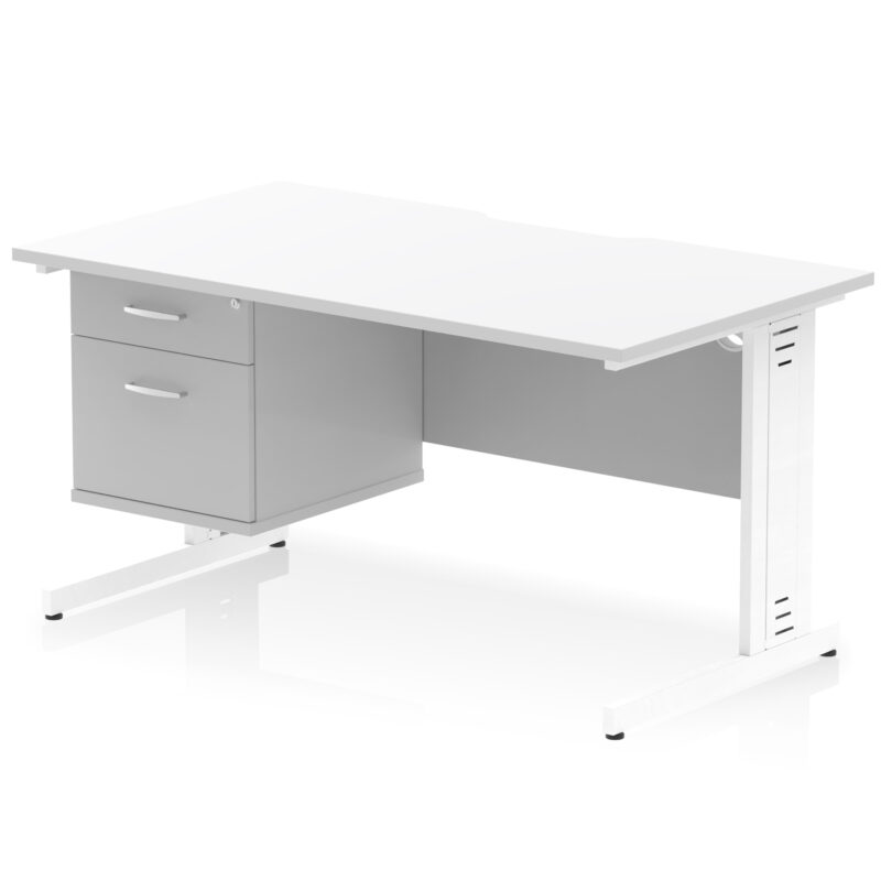 Pace Scalloped Edge 1400mm Cable Managed Straight Desk With Single Fixed Pedestal - Image 20