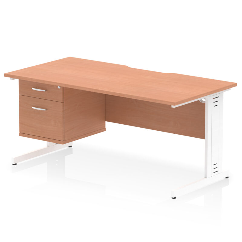 Pace Scalloped Edge 1600mm Cable Managed Straight Desk With Single Fixed Pedestal - Image 5