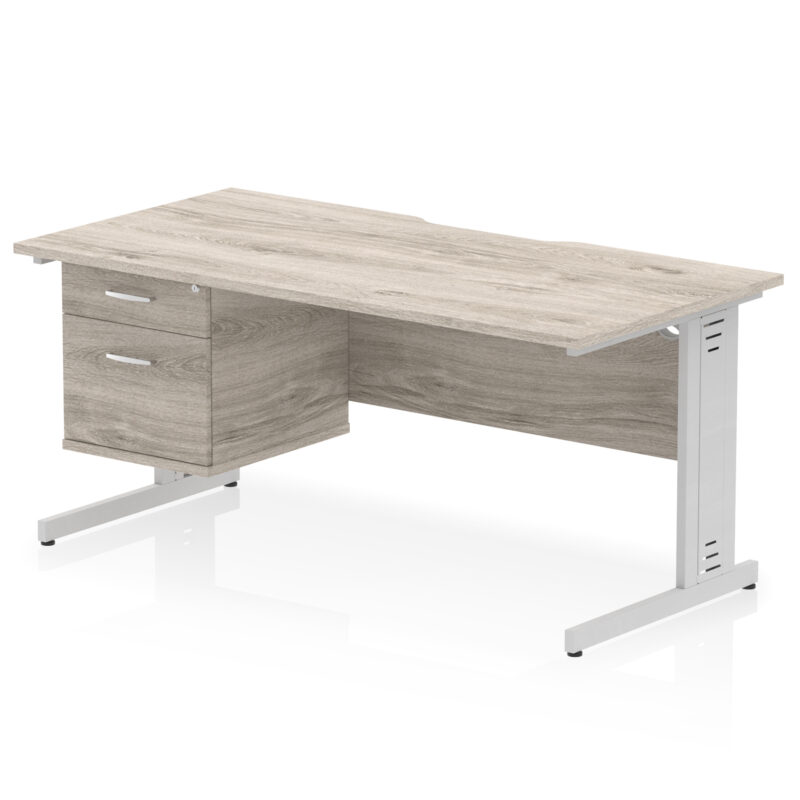 Pace Scalloped Edge 1600mm Cable Managed Straight Desk With Single Fixed Pedestal - Image 7