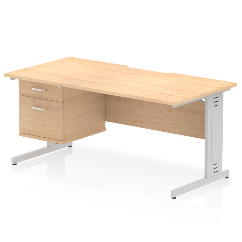 Pace Scalloped Edge 1600mm Cable Managed Straight Desk With Single Fixed Pedestal - Image 10