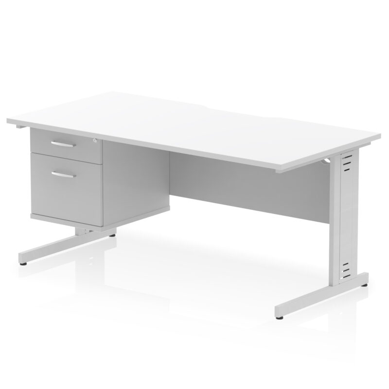 Pace Scalloped Edge 1600mm Cable Managed Straight Desk With Single Fixed Pedestal - Image 19