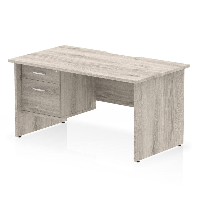 Pace Scalloped Edge 1400mm Panel End Straight Desk With Single Fixed Pedestal - Image 4