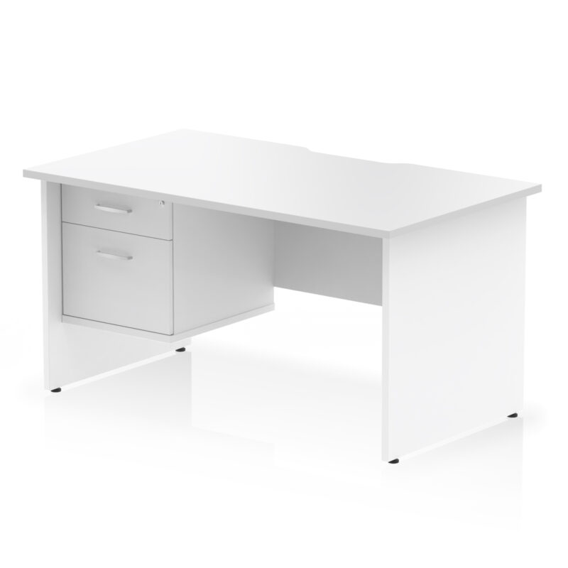 Pace Scalloped Edge 1400mm Panel End Straight Desk With Single Fixed Pedestal - Image 8