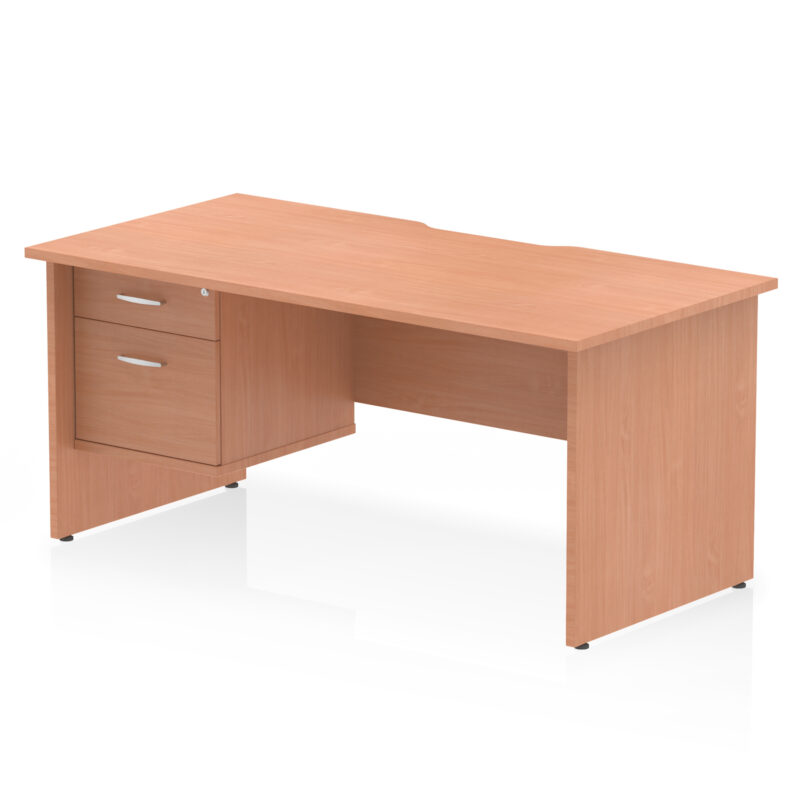 Pace Scalloped Edge 1600mm Panel End Straight Desk With Single Fixed Pedestal - Image 3