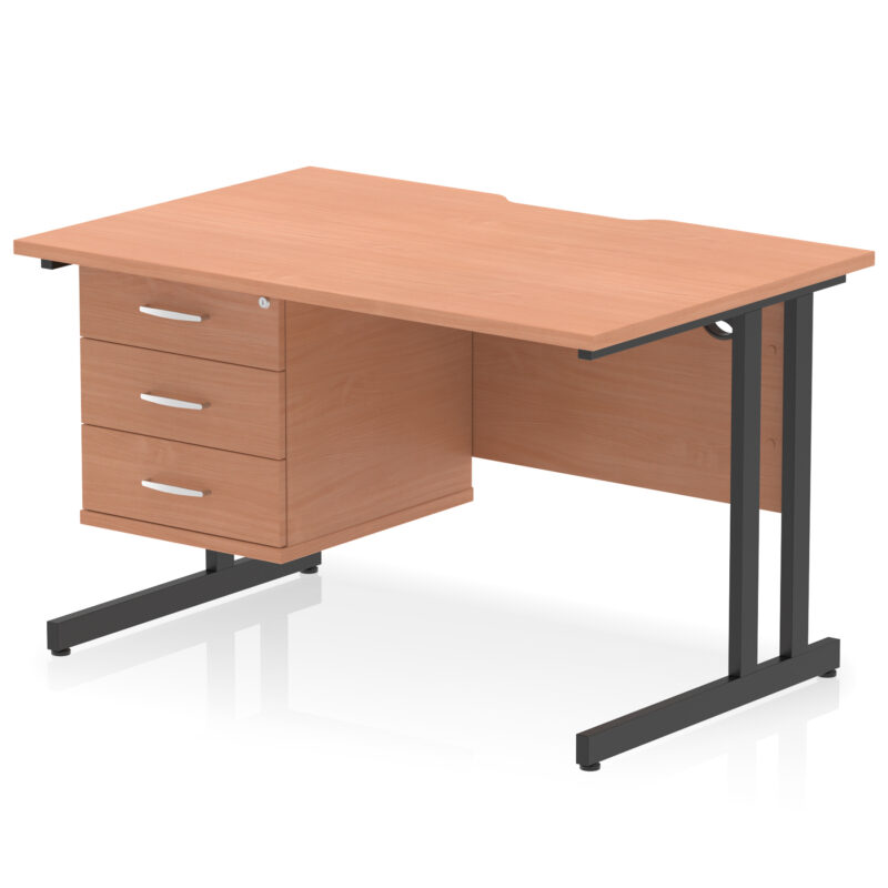 Pace Scalloped Edge 1200mm Cantilever Straight Desk With Single Fixed Pedestal - Image 21