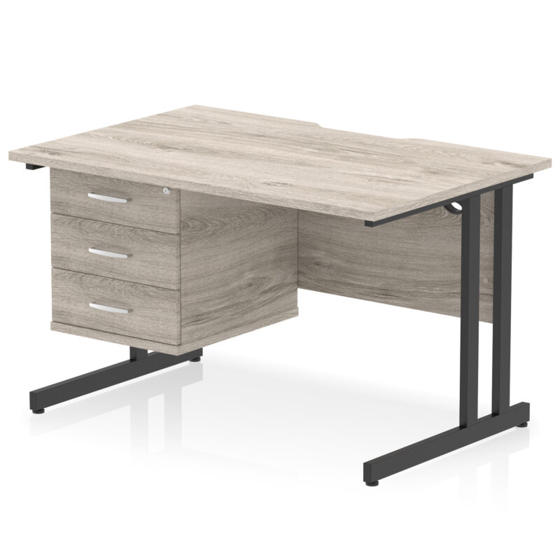 Pace Scalloped Edge 1200mm Cantilever Straight Desk With Single Fixed Pedestal - Image 24
