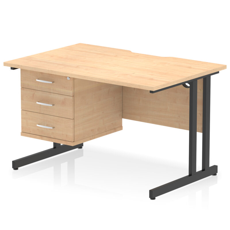 Pace Scalloped Edge 1200mm Cantilever Straight Desk With Single Fixed Pedestal - Image 27