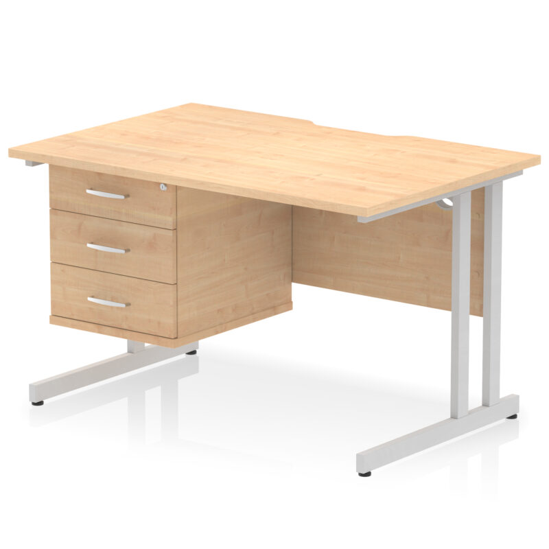 Pace Scalloped Edge 1200mm Cantilever Straight Desk With Single Fixed Pedestal - Image 28